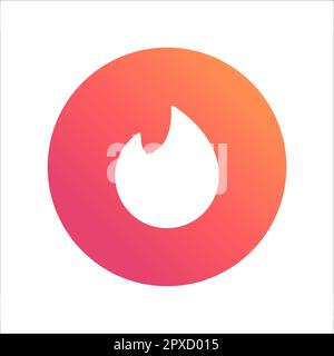 Vinnytsia, Ukraine - May 1, 2023. Popular social media Tinder logo. Flame icon. Vector illustration. Pink and white symbol. Editorial vector Stock Vector