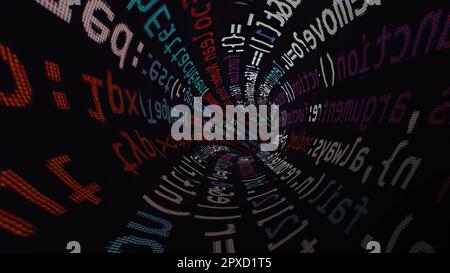 Driving through code data tunnel Stock Photo
