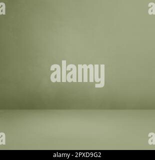 khaki green concrete interior background. Empty template scene. Square mockup Stock Photo