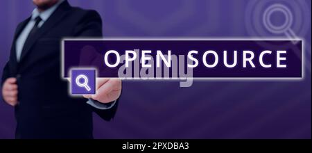 Conceptual display Open Source, Business overview denoting software which original source code freely available Stock Photo