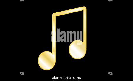 golden yellow ribbing or knitting, fatty lines connecting the musical notes when grouping notes inside the bars isolated on a black background, musica Stock Vector