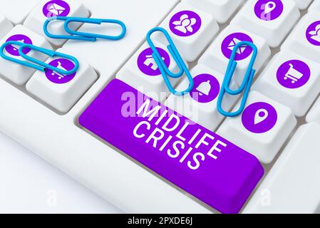 Writing displaying text Midlife Crisis, Conceptual photo Software development technique Decomposing an application Stock Photo