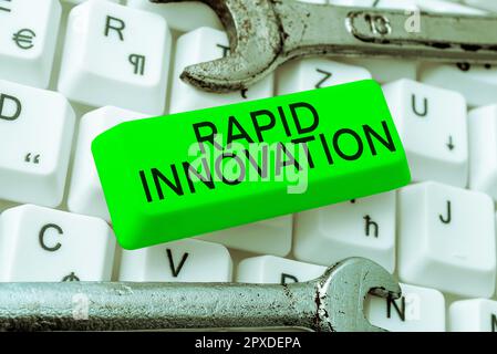 Conceptual caption Rapid Innovation, Word for characteristic of a website that search engine algorithms Stock Photo