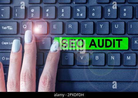 Writing displaying text Seo Audit, Business approach Search Engine Optimization validating and verifying process Stock Photo