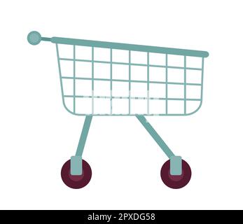 Shopping trolley with wheels semi flat colour vector object Stock Vector