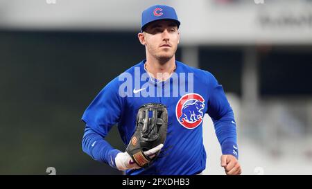 Los Angeles Dodgers center fielder Cody Bellinger (35) congratulates  Chicago Cubs left fielder Joc Pederson (24) after receiving his World  Series ring Stock Photo - Alamy