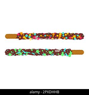 Frosted chocolate chip cookie sticks in sprinkles Stock Vector