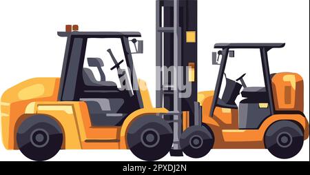 Heavy machinery transporting cargo containers Stock Vector