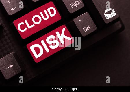 Hand writing sign Cloud Disk, Concept meaning web base service that provides storage space on a remote server Stock Photo