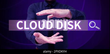 Sign displaying Cloud Disk, Business idea web base service that provides storage space on a remote server Stock Photo