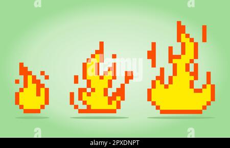8-bit pixel a fire for GUI image. Asset game on vector illustration. Stock Vector