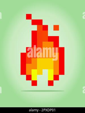 8-bit pixel a fire for GUI image. Asset game on vector illustration. Stock Vector