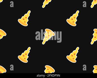 Retro seamless pattern with slice of pizza. Groovy elements. 70s hippie wallpaper, psychedelic style. Cartoon funky design. Vintage hippy style. Stock Vector