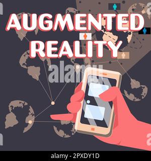 Text sign showing Augmented Reality, Word for technology that imposes computer image on the real world Stock Photo