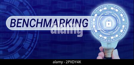 Text sign showing Benchmarking, Word for Evaluate something by ...