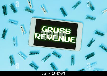 Writing displaying text Gross Revenue, Internet Concept total value of everything produced in the country Stock Photo