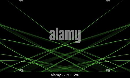 Green abstract symmetric lines web pattern black background Stock Photo