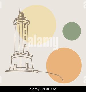 Lighthouse icon design. Hand drawn illustration, vector Stock Vector