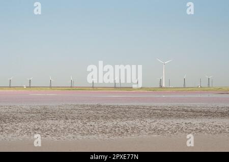 Coastline with large-scale wind farms landscape photo Stock Photo - Alamy