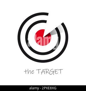 Red and black target with white arrow. Vector template, logo design Stock Vector