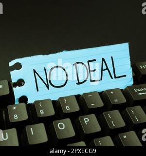 Conceptual caption No Deal, Word Written on a negative result on agreement or an arrangement like in business Stock Photo