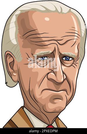 Detailed Vector of Joe Bidens Face illustration Stock Vector