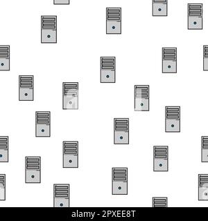 Seamless pattern, texture of modern powerful digital rectangular system blocks for a stationary computer, technology isolated on a white background. Stock Vector