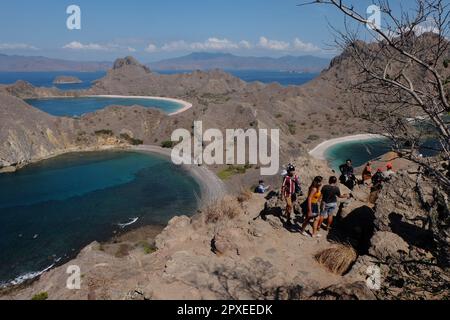 Tourists visiting Padar Island in Labuan Bajo during the dry season, a location with a very unique island view will be the venue for the 2023 ASEAN Su Stock Photo