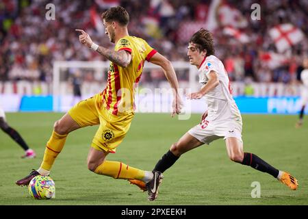 Seville, Spain. 01st May, 2023. Santiago Bueno (22) of Girona seen during the LaLiga Santander match between Sevilla FC and Girona at Estadio Ramon Sanchez Pizjuan in Seville. (Photo Credit: Gonzales Photo/Alamy Live News Stock Photo