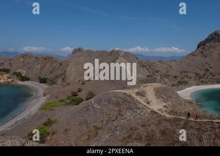 Tourists visiting Padar Island in Labuan Bajo during the dry season, a location with a very unique island view will be the venue for the 2023 ASEAN Su Stock Photo