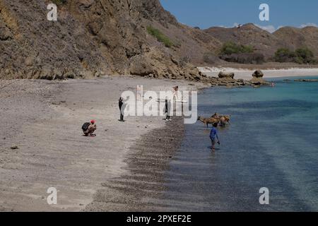 Tourists visiting Padar Island in Labuan Bajo during the dry season, a location with a very unique island view will be the venue for the 2023 ASEAN Su Stock Photo