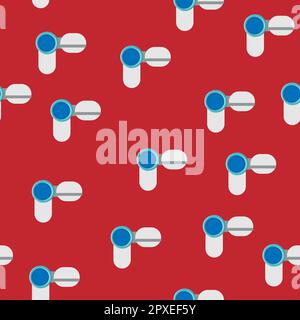 Seamless pattern, texture from modern digital video cameras for shooting movies and videos, technology isolated on red background. Vector illustration Stock Vector
