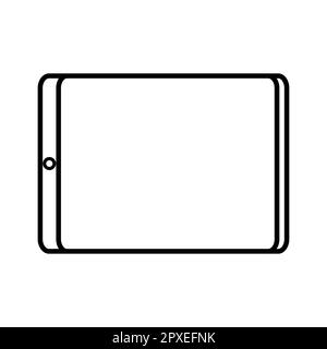 Vector illustration of black and white modern digital digital smart rectangular tablet with icon isolated on white background. Concept: computer digit Stock Vector