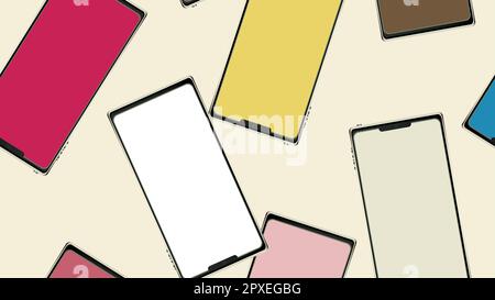 Texture, seamless pattern of modern trendy beautiful glossy expensive smart realistic isometric surround smartphones, mobile phones, touchscreen devic Stock Vector