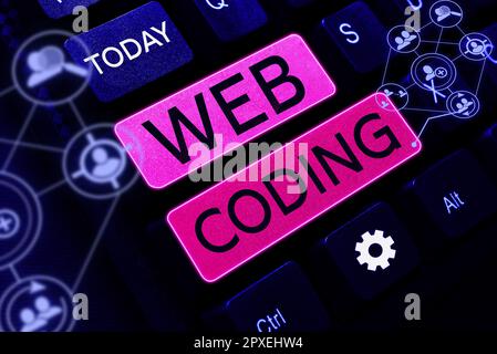Handwriting text Web Coding, Business idea work involved in developing a web site for the Internet Stock Photo
