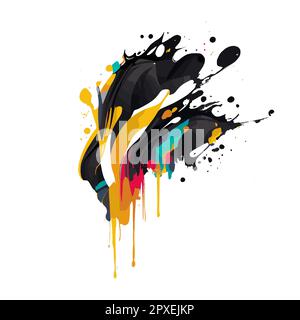 Smears, blots of colored paint on a white background, multicolored colors, rainbow - Vector illustration Stock Photo