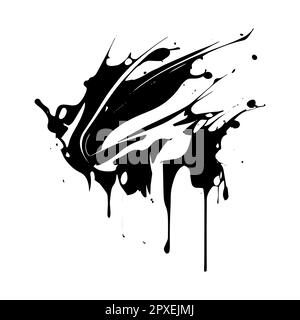 Smears, blots of black paint on a white background, dark colors - Vector illustration Stock Photo