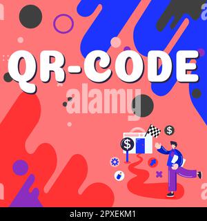 Conceptual display Qr Code, Word Written on the trademark for a type of matrix barcode A machine-readable code Stock Photo