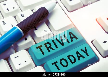 Hand writing sign Trivia, Word for details considerations pieces information little importance or value Stock Photo