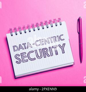 Sign displaying Data Centric Security, Concept meaning involves the retrieved values from the database by the web Stock Photo