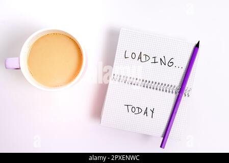 Text sign showing Loading, Word for time takes to download and display the content of a web page Stock Photo