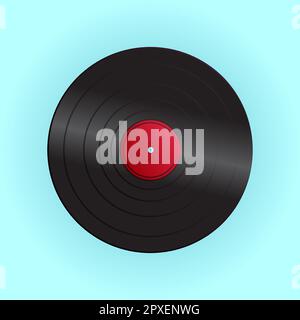 Old beautiful retro hipster vinyl record from the 70s, 80s, 90s on a blue background. Stock Vector