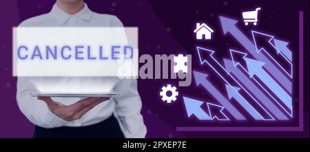 Text showing inspiration Cancelled, Concept meaning decide or announce that planned event will not take place Stock Photo