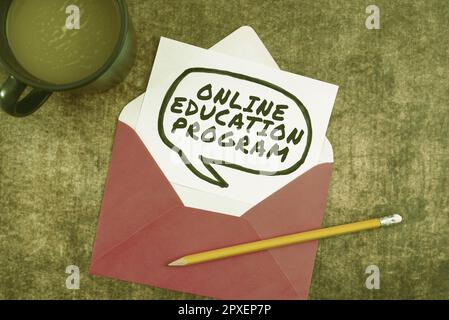 Writing displaying text Online Education Program, Concept meaning Software development and programming courses Stock Photo