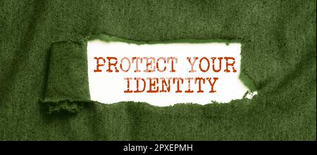 Conceptual caption Protect Your Identity, Business overview enabling privacy on your social media accounts Stock Photo