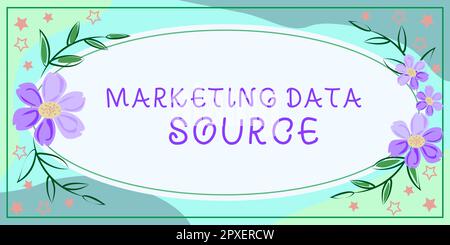 Writing displaying text Marketing Data Source, Internet Concept connection set up to a database from a server Stock Photo