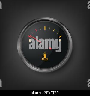 Vector 3d Realistic Black Gas Fuel Tank Gauge, Oil Level Bar Closeup on ...