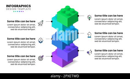 Infographic template with icons and 6 options or steps. Building blocks. Can be used for workflow layout, diagram, banner, webdesign. Vector illustrat Stock Vector