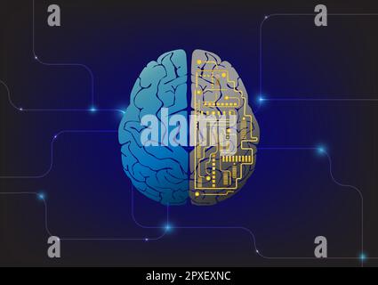 Concepts of brain and artificial intelligence technology background Stock Vector