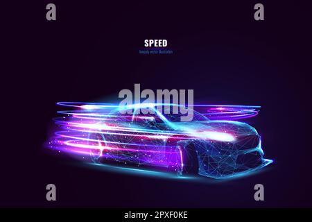 Futuristic sports car drifting in the neon street Stock Photo - Alamy